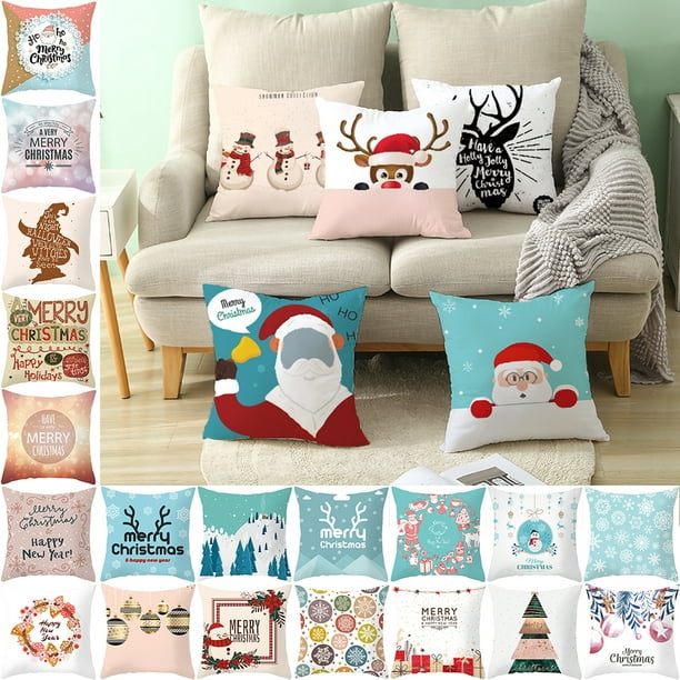 Christmas Santa Claus Pillow Throw Case Sofa Waist Cushion Cover Home Decor Gift